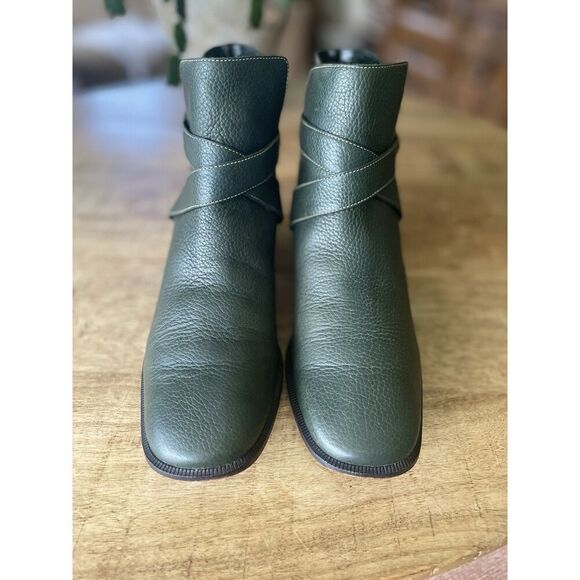 Unisa Green Leather Ankle Boots 6.5B EU 35 Made in Brazil - Picture 2 of 9